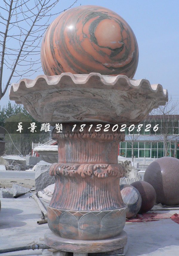 风水球石雕，石头圆球水盆