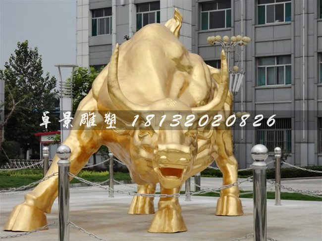 金牛雕塑，铸铜金牛雕塑，贴金铜牛