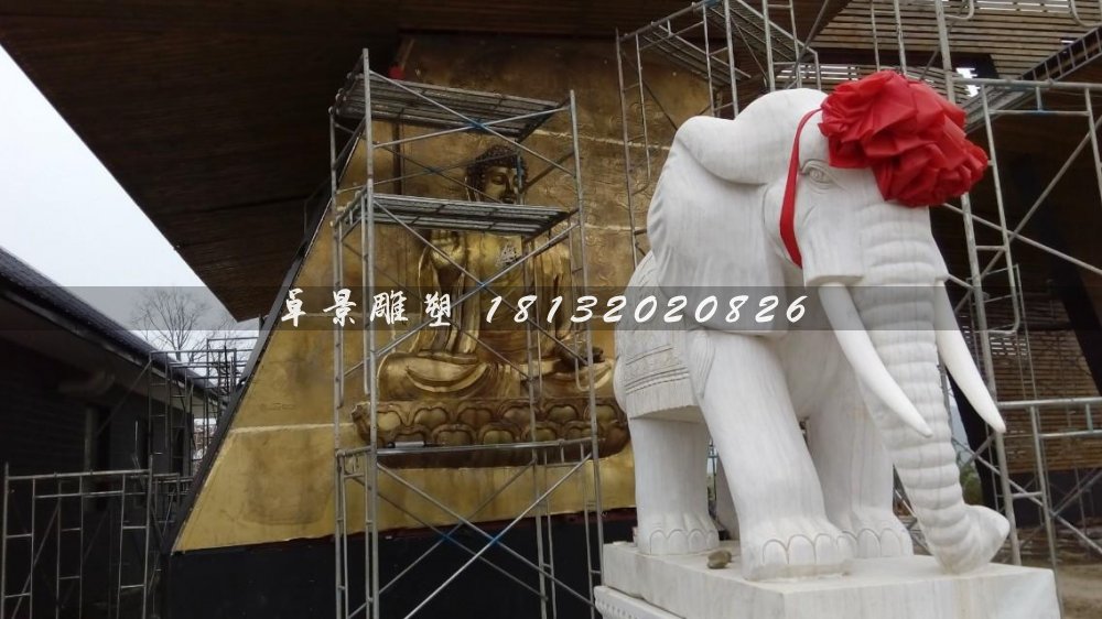 石雕大象雕塑，汉白玉大象雕塑