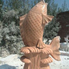 石头鲤鱼雕塑，石雕鲤鱼，鲤鱼雕塑