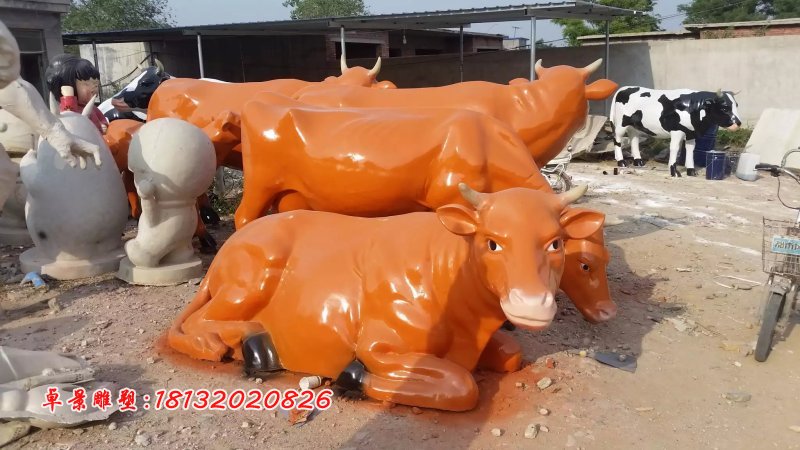 玻璃钢牛雕塑，玻璃钢黄牛 (3)