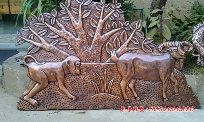 动物铜浮雕，锻铜动物浮雕 (2)