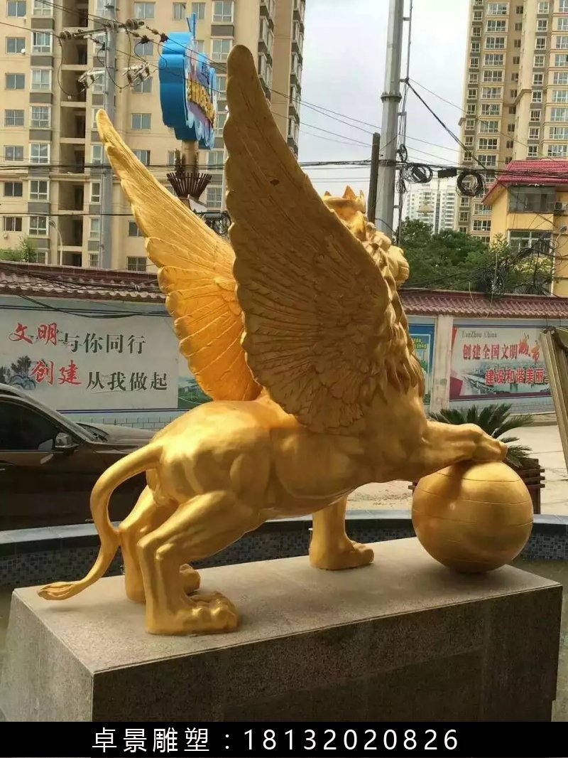 飞狮铜雕，铸铜飞狮雕塑 (3)