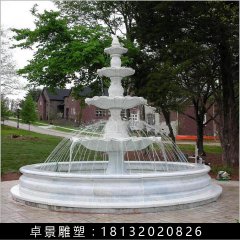 喷泉石雕，汉白玉喷泉，三层石喷泉