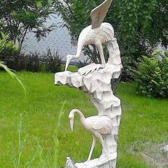 石材仙鹤雕塑，石雕鹤