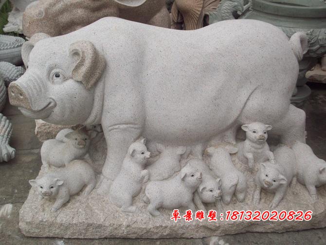 石头猪雕塑，石雕猪 (1)