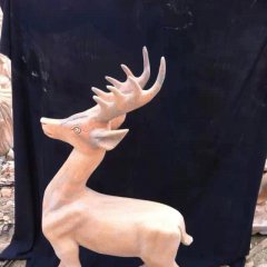 小鹿石雕，晚霞红小鹿雕塑