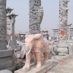 大象石雕，晚霞红大象雕塑