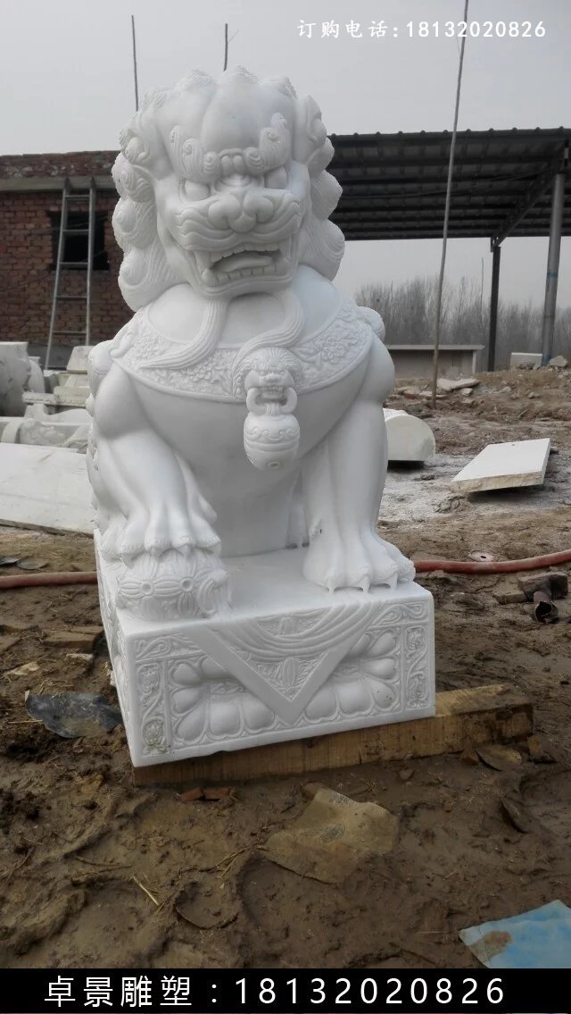 汉白玉狮子雕塑，北京狮汉白玉雕塑 (1)