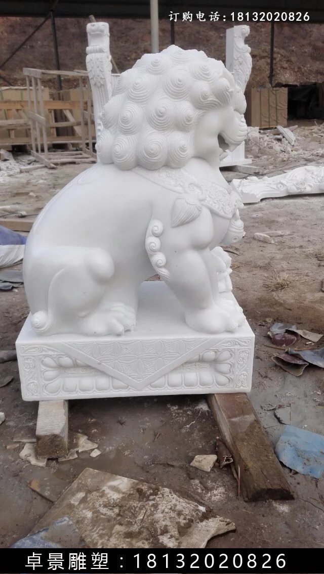 汉白玉狮子雕塑，北京狮汉白玉雕塑 (3)