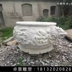 石水缸，汉白玉水缸雕塑