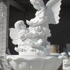 小天使石喷泉，汉白玉小天使喷泉雕塑