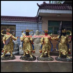 四大天王铜雕，彩绘四大天王雕塑