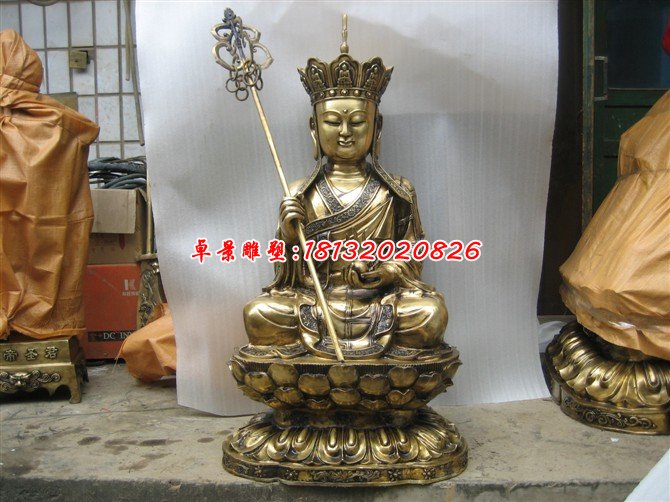 地藏王菩萨铜雕，鎏金铜地藏王菩萨雕塑 (1)