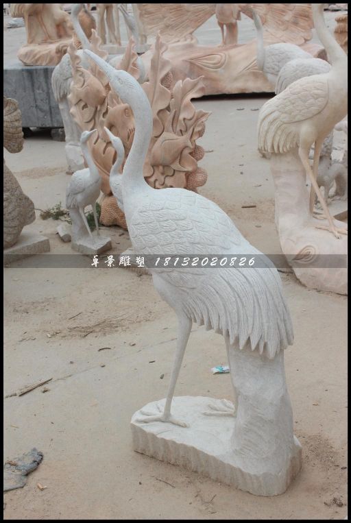 仙鹤石雕,汉白玉仙鹤雕塑