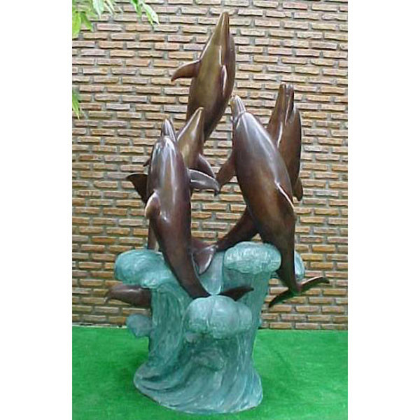 海豚铜雕，海豚嬉戏铜雕