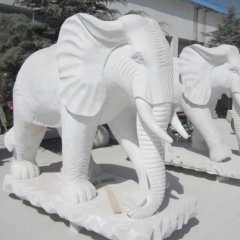 大象石雕， 汉白玉大象雕塑