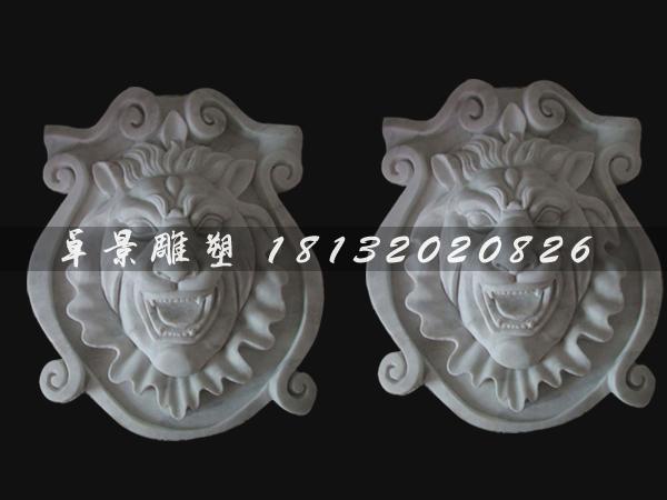 汉白玉狮子头雕塑，狮子头石雕 (1)