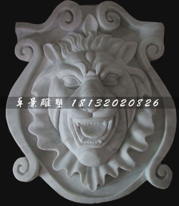汉白玉狮子头雕塑，狮子头石雕 (2)