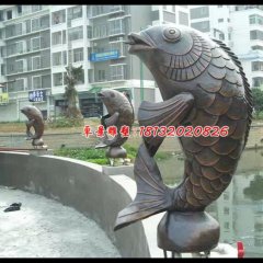 铜鱼雕塑，铜鱼喷泉雕塑