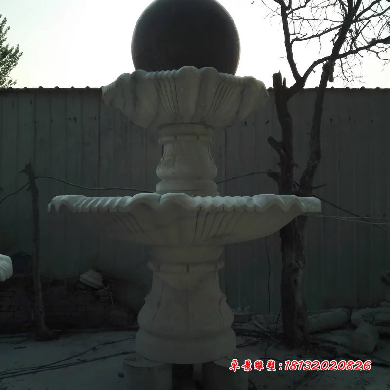 风水球石雕，两层风水球雕塑 (1)