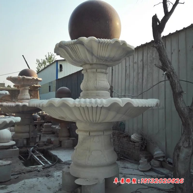 风水球石雕，两层风水球雕塑 (3)