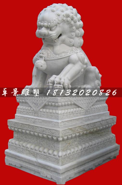 石狮子雕塑，汉白玉狮子雕塑 (2)