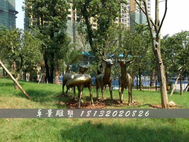 梅花鹿铜雕，公园动物铜雕 (1)