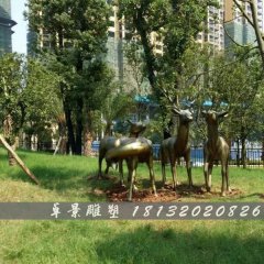 梅花鹿铜雕，公园动物铜雕