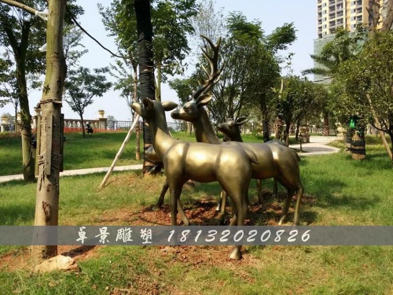 梅花鹿铜雕，公园动物铜雕 (2)