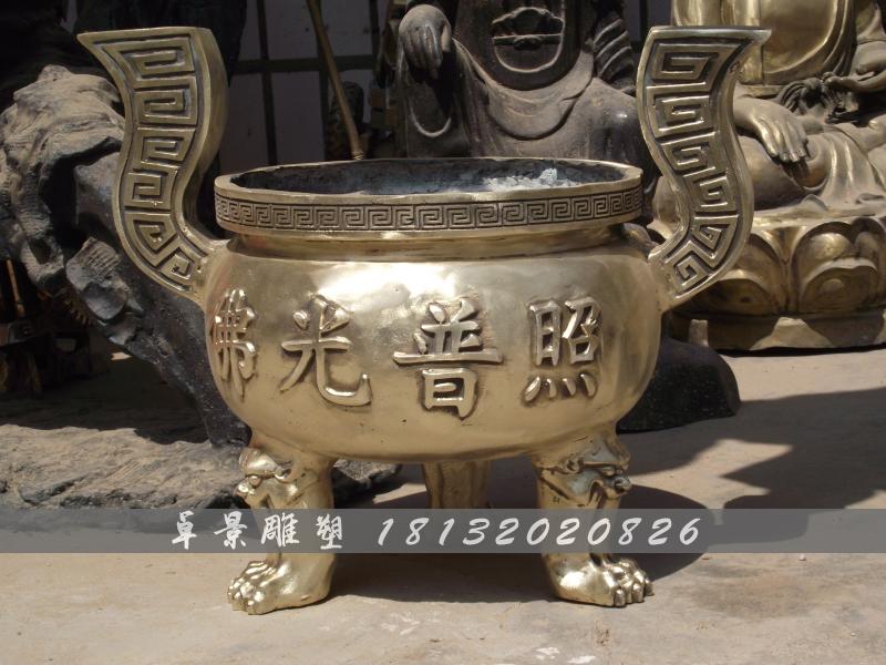 铜香炉，圆鼎香炉，铸铜香炉 (3)