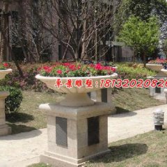 石雕花盆，公园景观雕塑