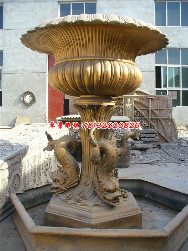 铜雕喷泉雕塑，喷水盆铜雕