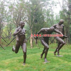 跑步铜雕，公园运动铜雕