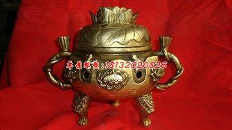 铜雕香炉,三足香炉,鎏金铜香炉