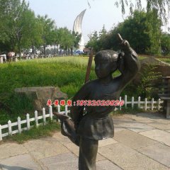 小女孩练剑铜雕，公园人物铜雕