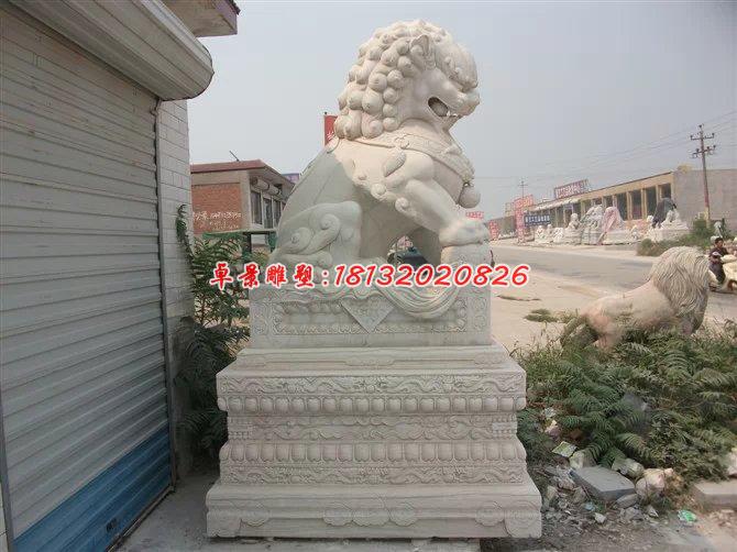 石雕北京狮，踩球石狮子雕塑 (1)