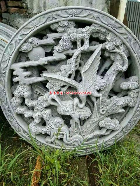 石浮雕,松鹤延年石浮雕