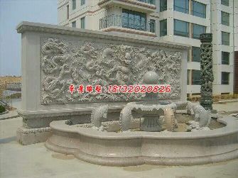 大理石影壁浮雕,九龙壁石浮雕