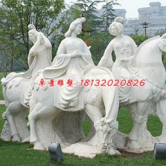 骑马女人石雕，公园景观石雕