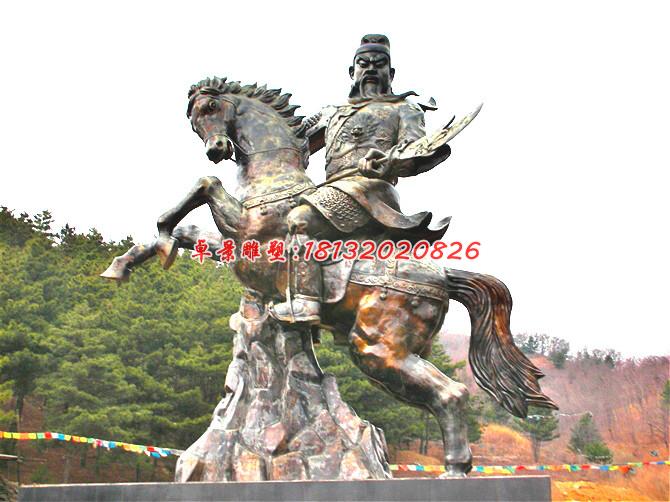 关公骑马雕塑，广场景观铜雕