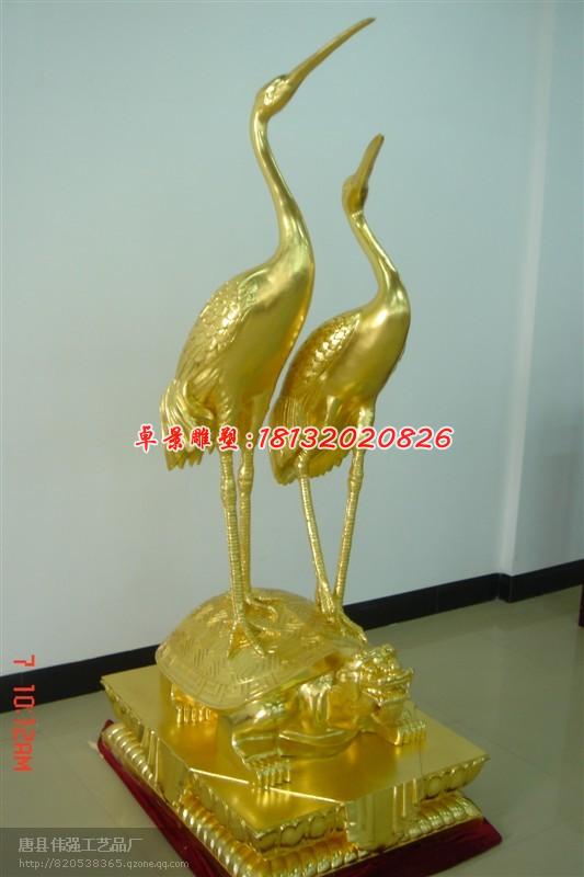 龟鹤延年铜雕，黄铜动物雕塑