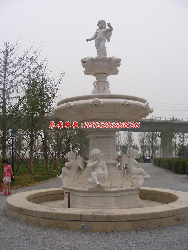 西方小孩石喷泉,欧式喷泉石雕