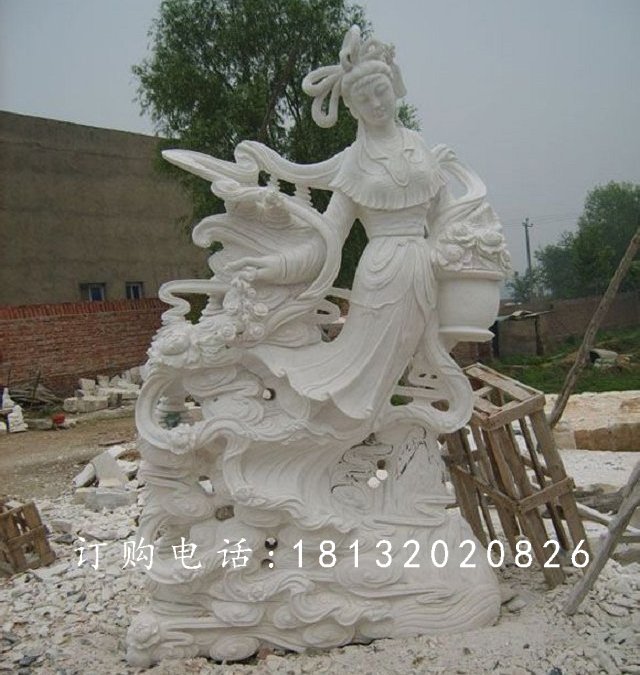 仙女石雕，汉白玉仙女雕塑