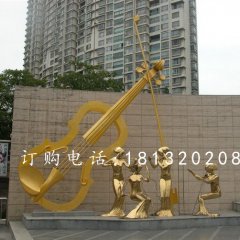 广场音乐人物雕塑，黄铜人物雕塑