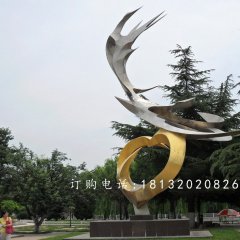 凤凰展翅不锈钢雕塑，公园景观雕塑