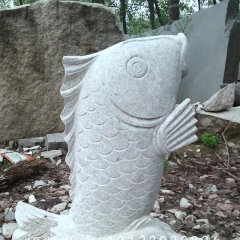大理石鲤鱼雕塑，鱼石雕