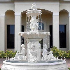汉白玉喷泉石雕，西方人物喷泉雕塑