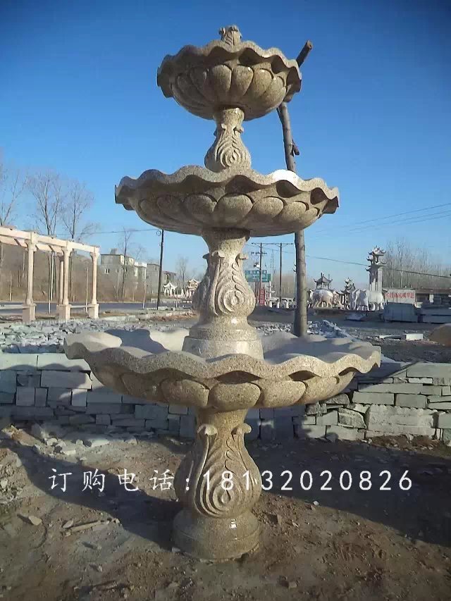 跌水盆喷泉雕塑，三层跌水盆石雕 (1)