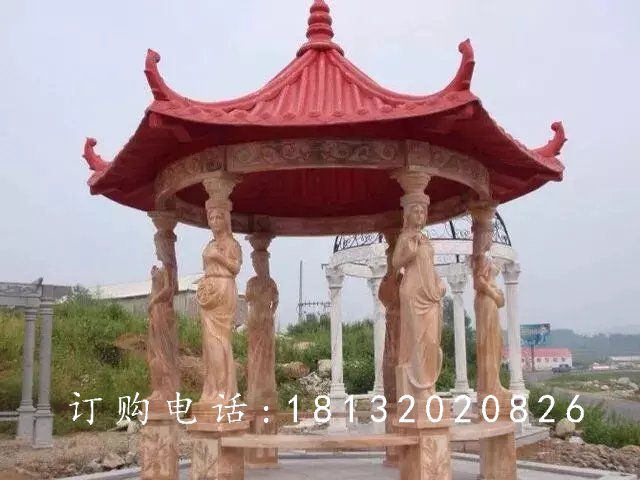 石雕凉亭，公园景观雕塑 (7)